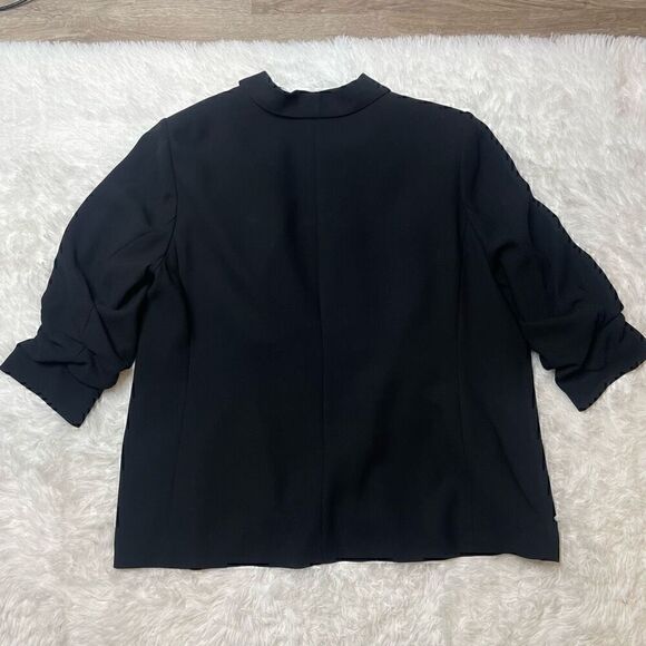 Vince Camuto Ruched Sleeve Blazer Size 22 W Black Hook Closure Collared Vneck - Picture 10 of 10
